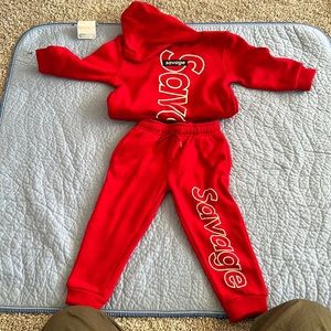 Red 2 piece sweatsuit